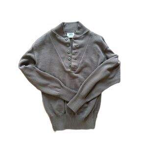 Vintage DSCP Military Retro Button Down Cowl Neck Sweater - Size L